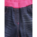 Girl's Denim Ribbed Elasticated Shorts (Pink-Blue)