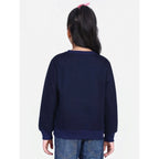 Girl's Fleece Embellished Long Sleeves Sweatshirt (Navy Blue)