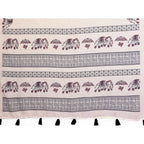 Women's Linen Cotton Printed Saree With Unstitched Blouse 5.5Mtr (Off White)