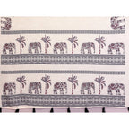 Women's Linen Cotton Printed Saree With Unstitched Blouse 5.5Mtr (Off White)