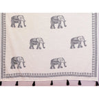 Women's Linen Cotton Printed Saree With Unstitched Blouse 5.5Mtr (Off White)