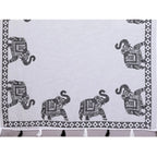 Women's Linen Cotton Printed Saree With Unstitched Blouse 5.5Mtr (White)