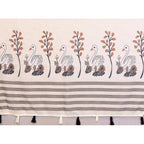 Women's Linen Cotton Printed Saree With Unstitched Blouse 5.5Mtr (Off White)