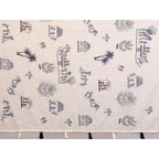 Women's Linen Cotton Printed Saree With Unstitched Blouse 5.5Mtr (Off White)