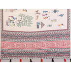 Women's Linen Cotton Printed Saree With Unstitched Blouse 5.5Mtr (Off White)