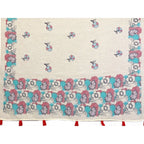 Women's Linen Cotton Printed Saree With Unstitched Blouse 5.5Mtr (Off White)