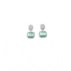 Women's Brass Silver Plated Drop Earrings (Turquoise)