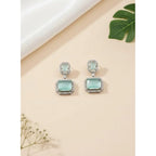 Women's Brass Silver Plated Drop Earrings (Turquoise)
