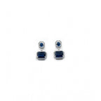 Women's Brass Silver Plated Drop Earrings (Blue)