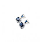 Women's Brass Silver Plated Drop Earrings (Blue)