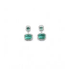 Women's Brass Silver Plated Drop Earrings (Green)