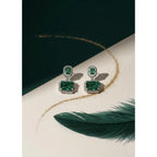 Women's Brass Silver Plated Drop Earrings (Green)