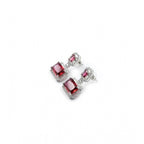 Women's Brass Silver Plated Drop Earrings (Red)