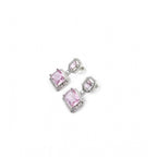Women's Brass Silver Plated Drop Earrings (Pink)