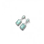 Women's Brass Silver Plated Drop Earrings (Turquoise)