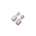 Women's Brass Silver Plated Drop Earrings (Pink)