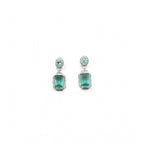 Women's Brass Silver Plated Drop Earrings (Green)