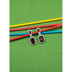 Women's Brass Silver Plated Drop Earrings (Red)