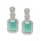Women's Brass Silver Plated Drop Earrings (Turquoise)
