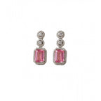 Women's Brass Silver Plated Drop Earrings (Pink)