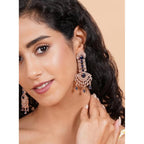 Women's Brass Silver Plated Drop Earrings (Blue)