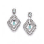 Women's Brass Silver Plated Drop Earrings (Turquoise)