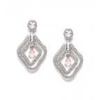 Women's Brass Silver Plated Drop Earrings (Pink)