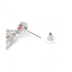 Women's Brass Silver Plated Drop Earrings (Red)