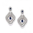 Women's Brass Silver Plated Drop Earrings (Blue)