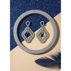 Women's Brass Silver Plated Drop Earrings (Blue)