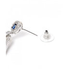 Women's Brass Silver Plated Drop Earrings (Blue)