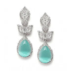 Women's Brass Silver Plated Drop Earrings (Turquoise)