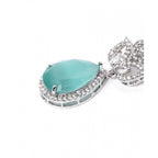 Women's Brass Silver Plated Drop Earrings (Turquoise)