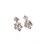 Women's Brass Silver Plated Drop Earrings (Pink)