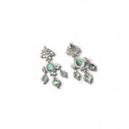Women's Brass Silver Plated Drop Earrings (Turquoise)