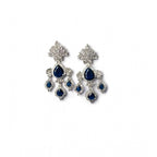 Women's Brass Silver Plated Drop Earrings (Blue)