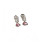 Women's Brass Silver Plated Drop Earrings (Pink)