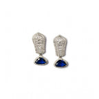 Women's Brass Silver Plated Drop Earrings (Blue)