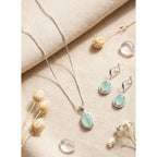 Women's Brass Silver Plated Pendant Set (Turquoise)