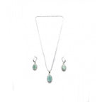 Women's Brass Silver Plated Pendant Set (Turquoise)