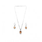 Women's Brass Silver Plated Pendant Set (Orange)