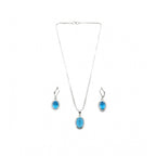 Women's Brass Silver Plated Pendant Set (Blue)