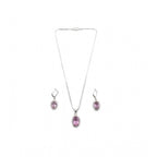 Women's Brass Silver Plated Pendant Set (Pink)