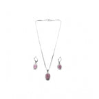 Women's Brass Silver Plated Pendant Set (Pink)