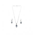 Women's Brass Silver Plated Pendant Set (Grey)