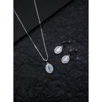 Women's Brass Silver Plated Pendant Set (Grey)