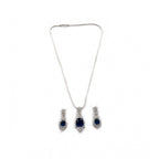 Women's Brass Silver Plated Pendant Set (Blue)