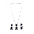 Women's Brass Silver Plated Pendant Set (Blue)