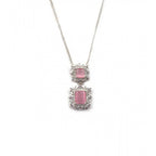Women's Brass Silver Plated Pendant Set (Pink)