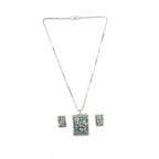 Women's Brass Silver Plated Pendant Set (Turquoise)